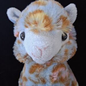 Kellytoy Llama Alpaca Plush 2016 Spotted Leopard Print Rainbow Pastel Blue 12"